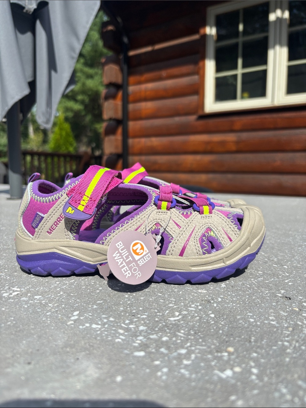 Merrell Kids Purple and Beige Water-Ready Sandal with Neon Accent